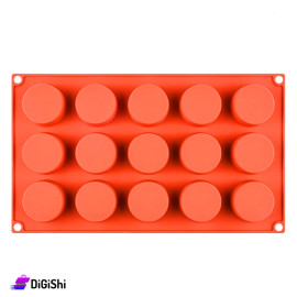 Silicone Cupcake Mold with Circle Shapes Containing 15 Brick Colored Molds