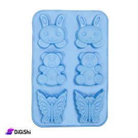 Silicone Cupcake Mold with Animals Shapes Containing 6 Brick Blue