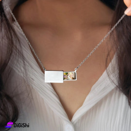 Stainless Steel Women's Photo Holder Necklace Silver