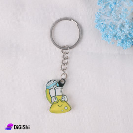 Plexiglass Chemical Reaction Bottle Shape Keychain Yellow