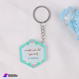علاقة مفاتيح بلكسي شكل سداسي مع عبارة لون أبيض وأخضر