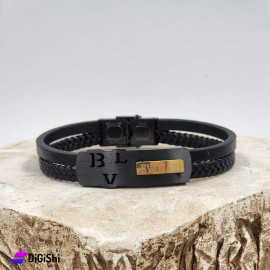Men's Two Layes Bracelets Stainless Steel Black BVLGARI