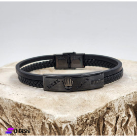 Men's Two Layes Black Bracelets Stainless Steel ROLEX Black