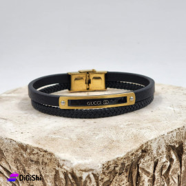 Men's Two Layes Black Bracelets Stainless Steel GUCCI