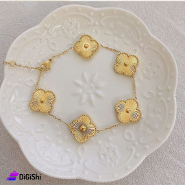 Women's Golden Chain Shaped Bracelet With 5 VAN CLEEF Roses Two Sides