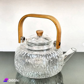 Glass Teapot with Wooden Handle with Glass Strainer