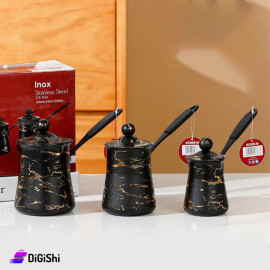 MOMAZ Set of 3 Coffee Pots with Lid Made of Healthy Ceramic Black color