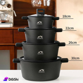 طقم طناجر غرانيت ماركة MOMAZ لون أسود مكون من 4 قطع