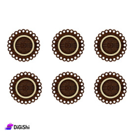 Set Wooden Coaster for Cups Circular Shape Brown of 6 pieces
