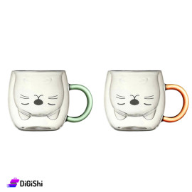 Double Pyrex Cup with Cat Shape on Inside