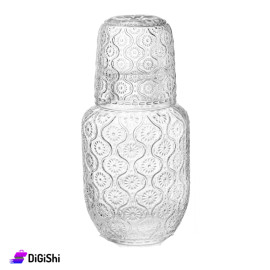 Glass Water Jug ​​with Glass Cup Rose Patterned Quarry