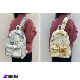 School Leather Backpack with Front Pocket and two Side Pockets Galaxy Drawing White Colors