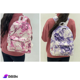 School Leather Backpack with Front Pocket and two Side Pockets Galaxy Drawing