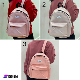 School Clothes Backpack with Front Pocket Pink and Beige Colors