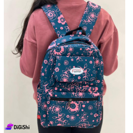 School Waterproof Backpack with Two Front and Twi Side Pockets Petrol Color