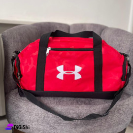 حقيبة رياضية كتان مع جيب أمامي وجيبين جانبيين لون أحمر شعار UNDER ARMOUR
