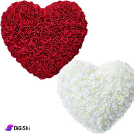 Heart Decorated with Artificial Red Roses