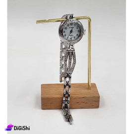 Women's Watch Studded with Zircon Rose Shape Silver Color