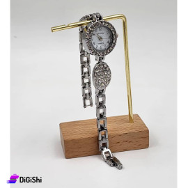 Women's Watch Studded with Zircon with Oval Shape Silver Color