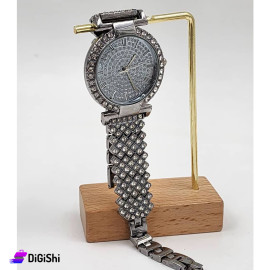 Women's Watch Studded with Zircon with Wide Strap Silver Color