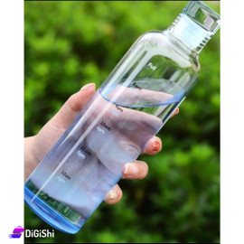 Glass Water Bottle Transparent with Blue Cover