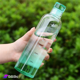 Glass Water Bottle Transparent with Green Cover