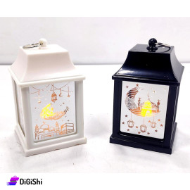 Battery Operated Square Lantern with Metal Hanger