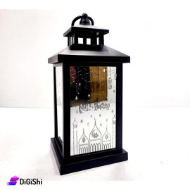 Battery Operated Rectangular Lantern with Metal Hanger Black Color