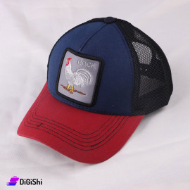 Cloth and Mesh Summer Hat COCK Navy and Red