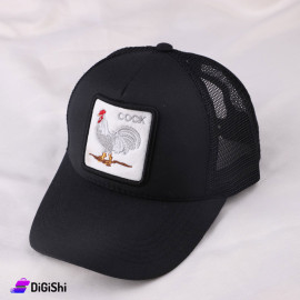 Cloth and Mesh Summer Hat COCK Black