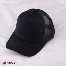 Cloth and Mesh Summer Hat Black
