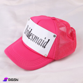 Cloth and Mesh Summer Hat Bridesmaid Dark Pink