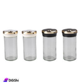 Salt set consisting of Two Pieces Glass and Plastic Cover