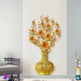 Wall Stickers Shape of Roses and Golden Vase