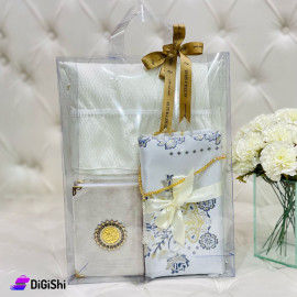 Ramadan Package for Women Consisting of Prayer Set and Prayer Rug and Rosary and Quran Gray