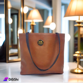 Women's COACH logo Leather Shoulder Bag Brown