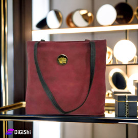 Women's COACH logo Leather Shoulder Bag Dark Red