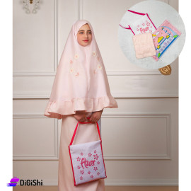 Package Consisting of Cornice Prayer Set for Children and Prayer Rug with Coral Mosque Drawing