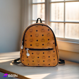 Women's Leather Backpack with Front Pocket MCM Pattern Honey