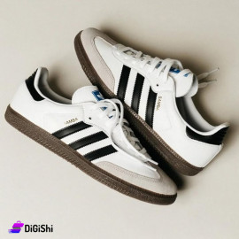 Adidas Samba Men's Sneakers White and Brown with Black Stripes