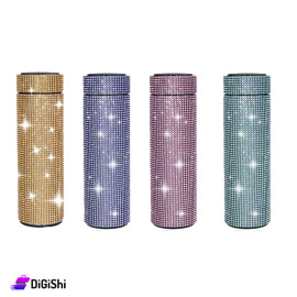 Stainless Steel Thermos Flask With Screen with Shiny Rhinestones