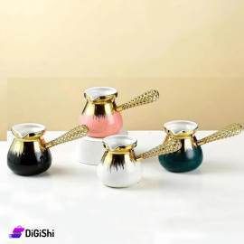 Ceramic Coffee Pot with Gold Hollow Stainless Steel Handle