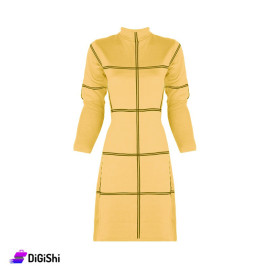 Women's Knitted Wool High Neck Dress Pink