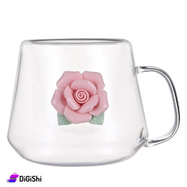 Glass Cup with Handle and Rose