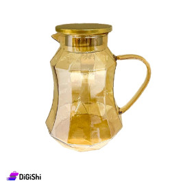 Glass Jug with Metal Lid Ribbed Pattern Bronze Color