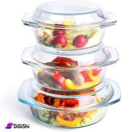 Set 3-piece Brazilian Pyrex Bowl with Lids