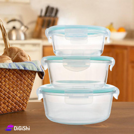 3 Piece Glass Jar Circular Set with Lids