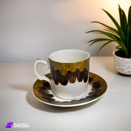 Set of Coffee Cup6 Piece White Gold Brown
