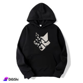 Cotton and Polyester Fox Face Hoodie Black