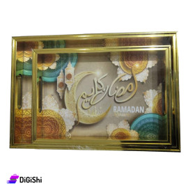 Two-piece Wooden Tray Set with Ramadan Kareem Writing